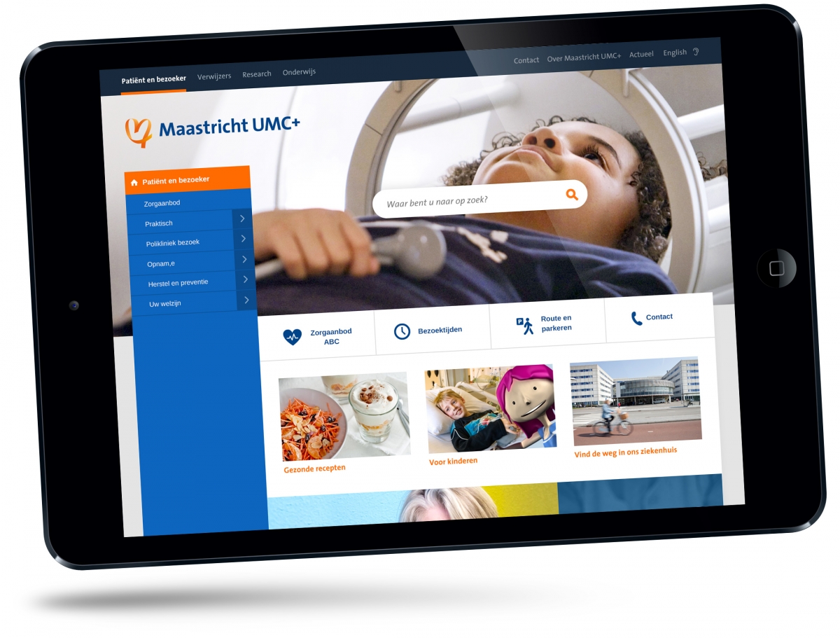 Maastricht UMC+ website op iPad